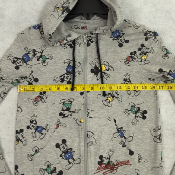 Disney Mickey Mouse Youth Hoodie Gray Zip All Over Print Sweatshirt Medium - Picture 5 of 9